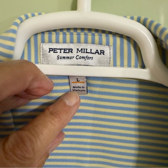 Peter Millar Blue yellow Polo Shirt Casual Short Sleeve golf - Picture 3 of 7